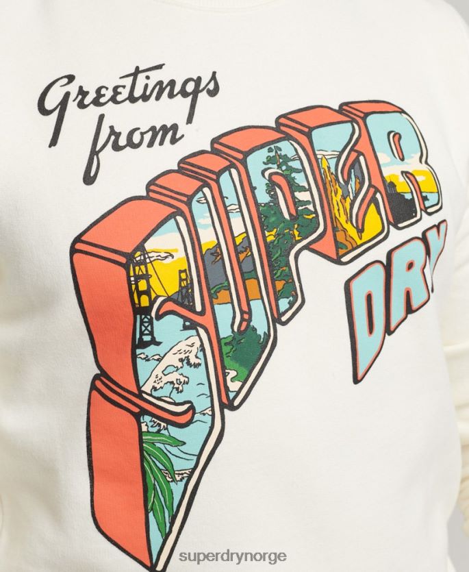 Superdry krem klær 86P46D5141 reise postkort grafisk sweatshirt menn