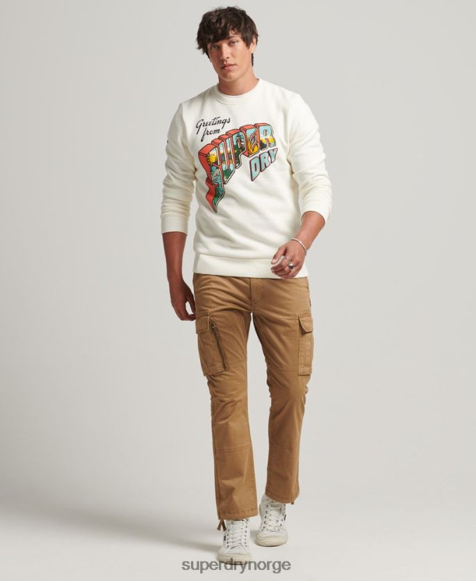 Superdry krem klær 86P46D5141 reise postkort grafisk sweatshirt menn