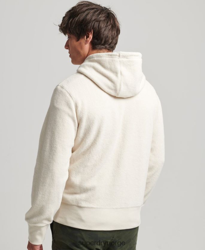 Superdry krem klær 86P46D5221 grafisk logo hettegenser i løs fleece menn