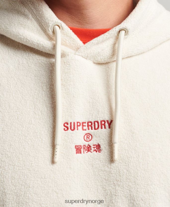 Superdry krem klær 86P46D5221 grafisk logo hettegenser i løs fleece menn