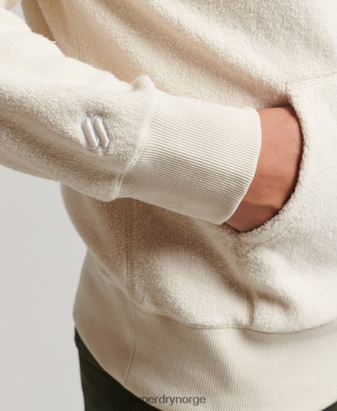 Superdry krem klær 86P46D5221 grafisk logo hettegenser i løs fleece menn