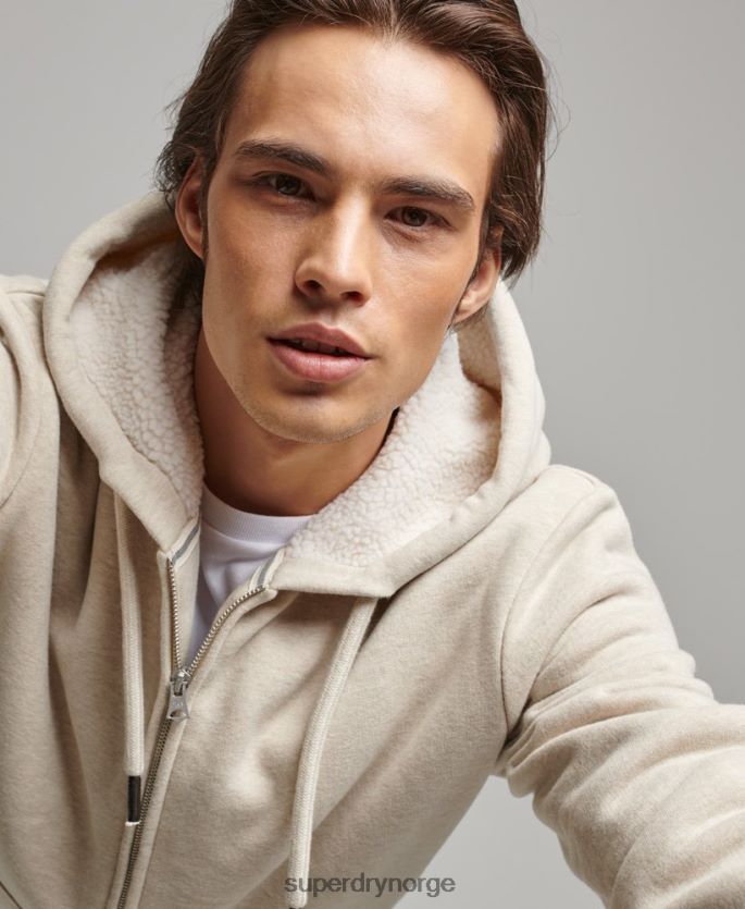 Superdry krem klær 86P46D878 essensiell borg-fôret hettegenser med glidelås menn