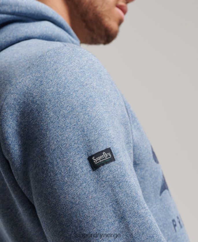 Superdry lyse blå klær 86P46D488 vintage logo americana hettegenser menn