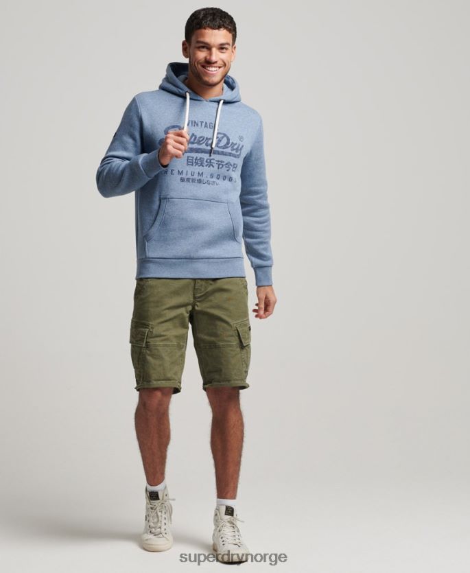 Superdry lyse blå klær 86P46D488 vintage logo americana hettegenser menn