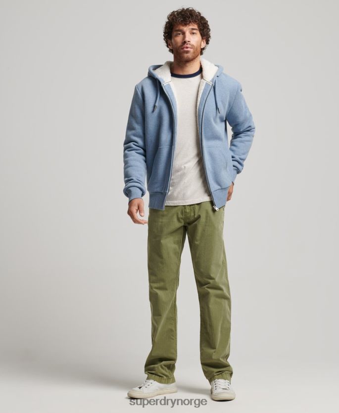 Superdry lyse blå klær 86P46D4988 essensiell borg-fôret hettegenser med glidelås menn