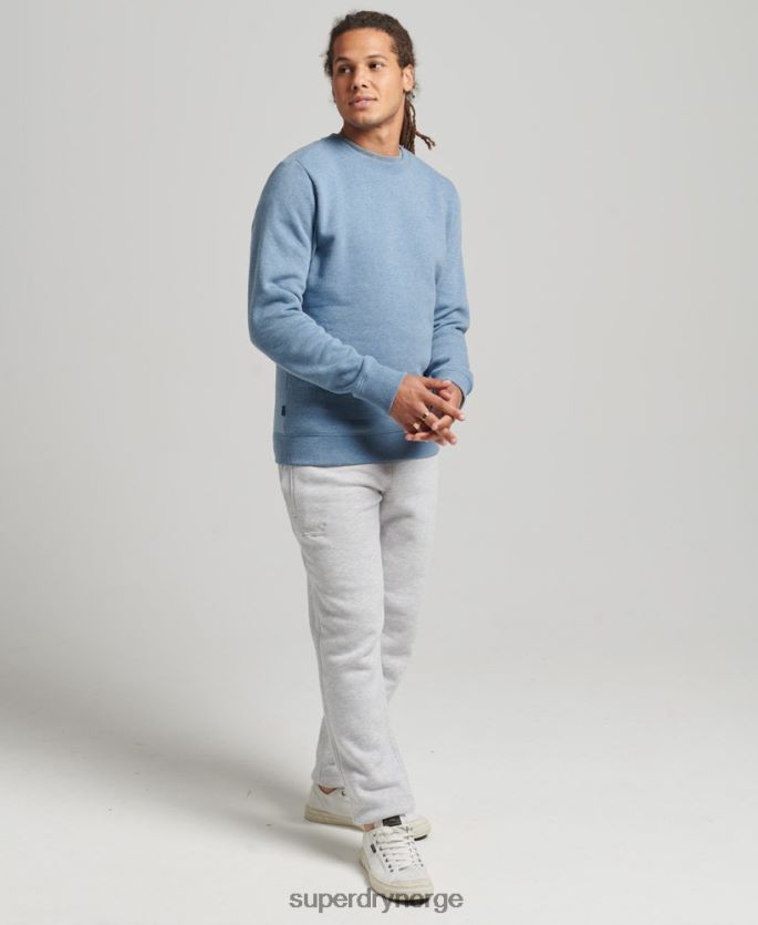 Superdry lyse blå klær 86P46D603 genser med logobesetning i økologisk bomull menn