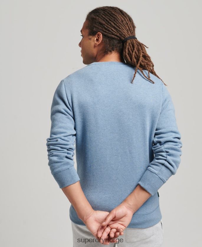Superdry lyse blå klær 86P46D603 genser med logobesetning i økologisk bomull menn