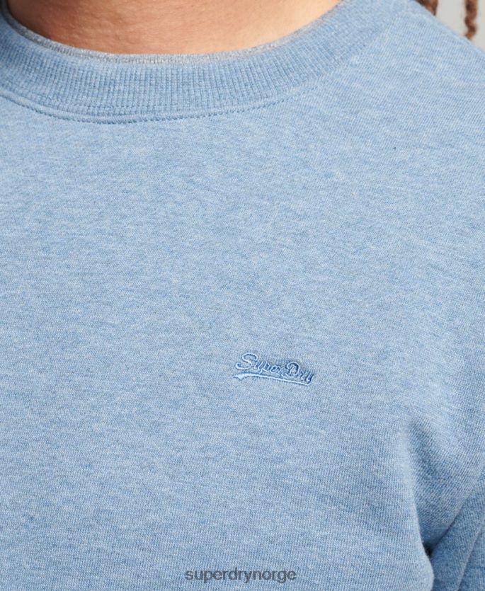 Superdry lyse blå klær 86P46D603 genser med logobesetning i økologisk bomull menn