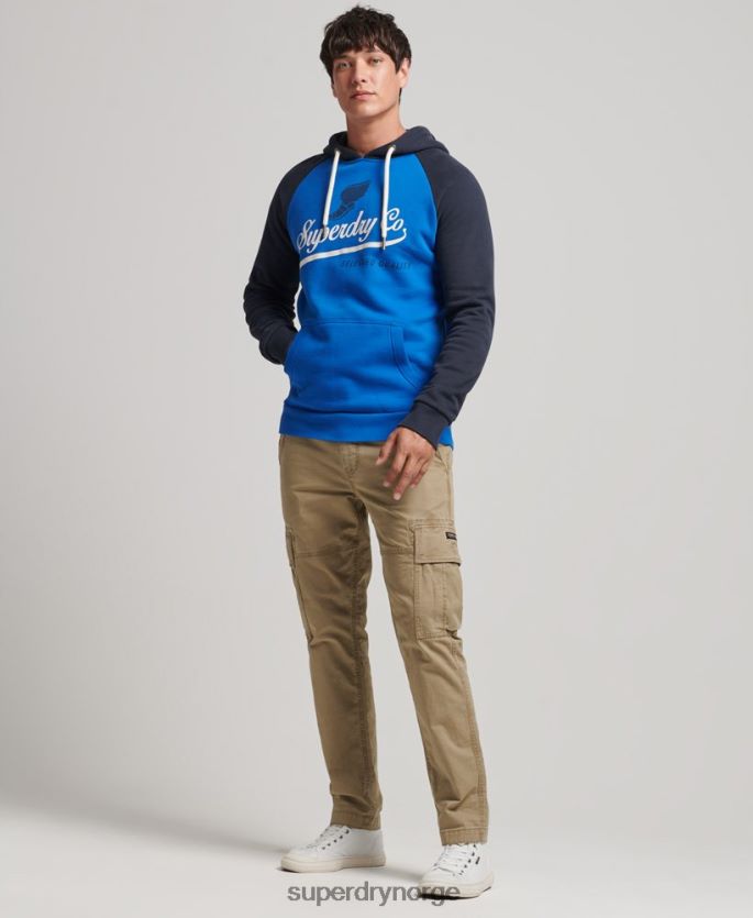 Superdry lyse blå klær 86P46D719 vintage achilles raglan hettegenser menn