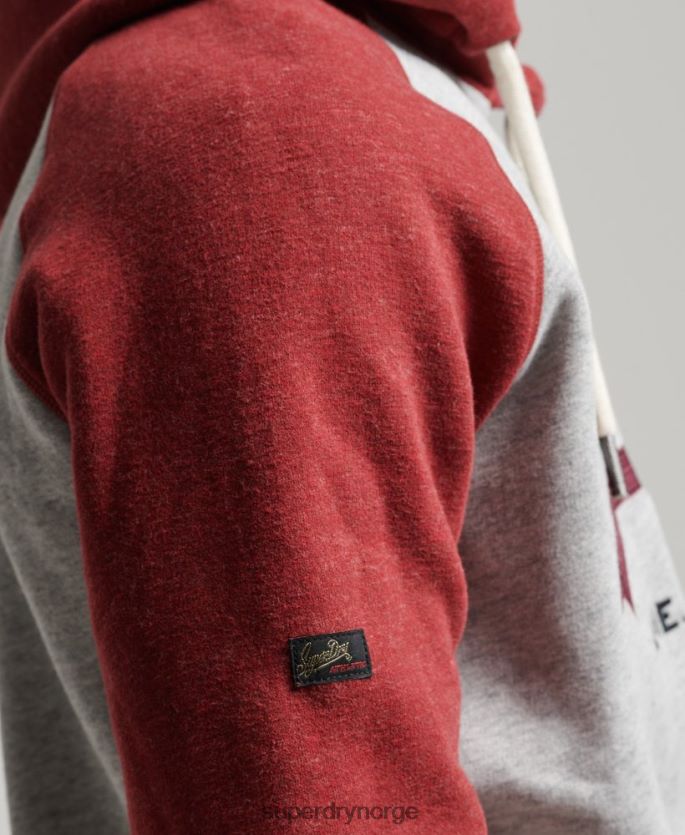 Superdry lysegrå klær 86P46D486 raglan-hettegenser i økologisk bomull, vintage-logo menn