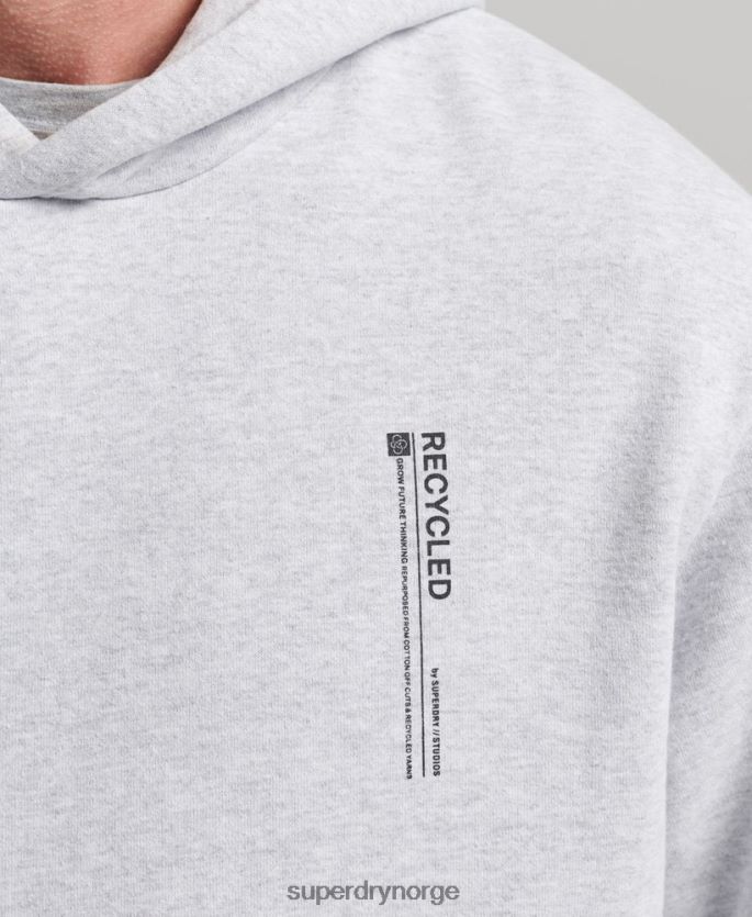 Superdry lysegrå klær 86P46D5014 resirkulert micro side hettegenser menn
