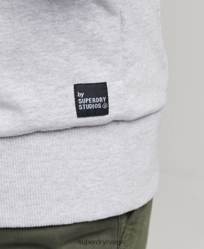 Superdry lysegrå klær 86P46D5014 resirkulert micro side hettegenser menn