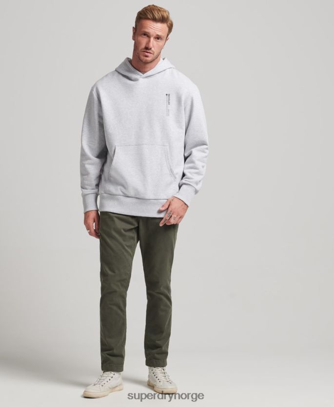 Superdry lysegrå klær 86P46D5014 resirkulert micro side hettegenser menn