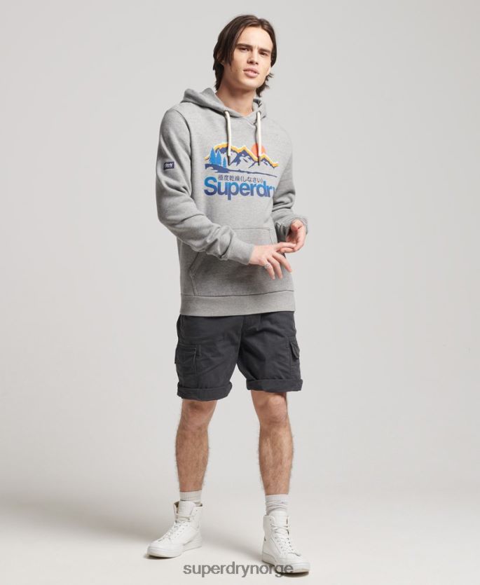 Superdry lysegrå klær 86P46D5129 kjernelogo flott utendørs hettegenser menn