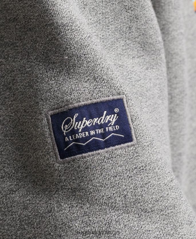 Superdry lysegrå klær 86P46D5129 kjernelogo flott utendørs hettegenser menn