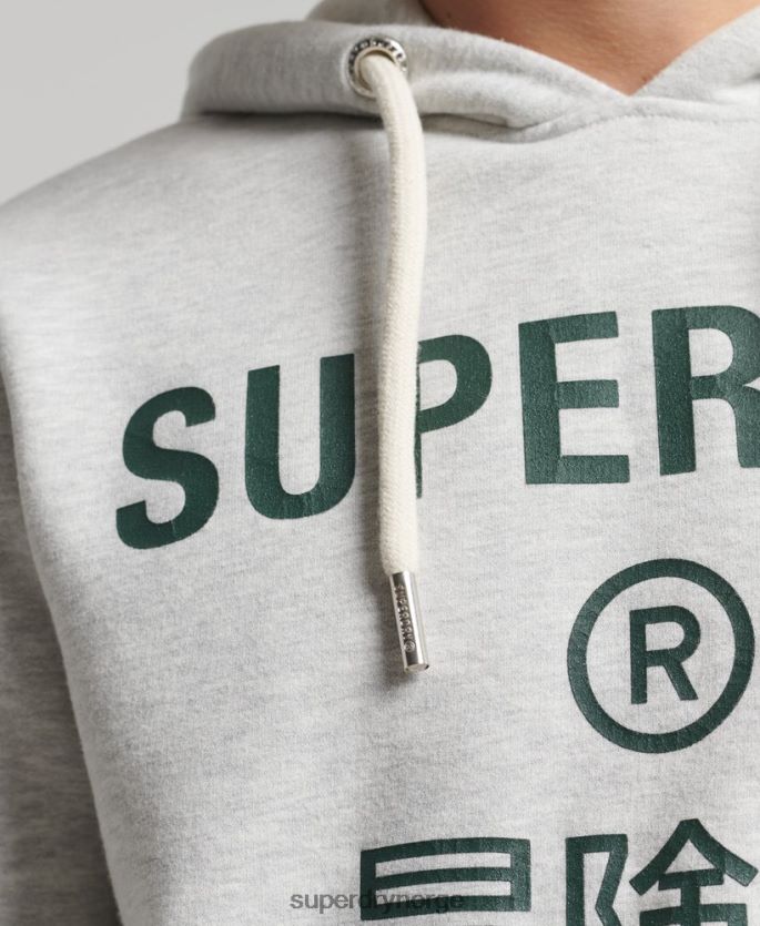 Superdry lysegrå klær 86P46D5184 vintage hettegenser med firmalogo menn