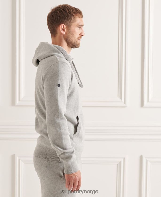 Superdry lysegrå klær 86P46D5207 essensiell hettegenser i økologisk bomull menn