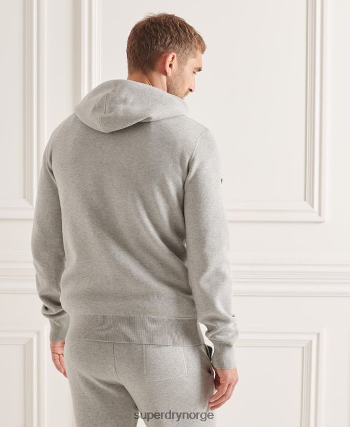 Superdry lysegrå klær 86P46D5207 essensiell hettegenser i økologisk bomull menn