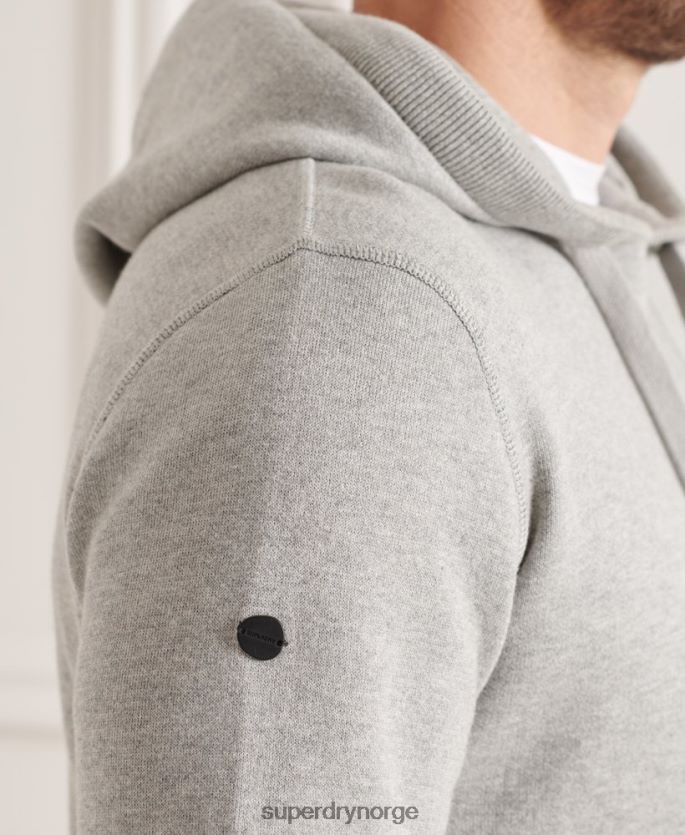 Superdry lysegrå klær 86P46D5207 essensiell hettegenser i økologisk bomull menn