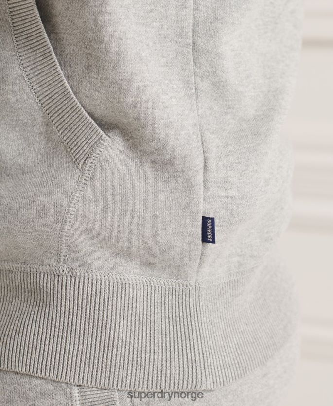 Superdry lysegrå klær 86P46D5207 essensiell hettegenser i økologisk bomull menn