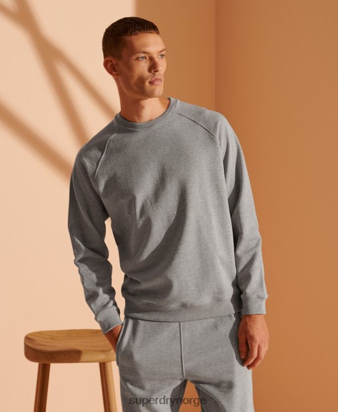 Superdry lysegrå klær 86P46D5220 genser i økologisk bomull i begrenset opplag menn