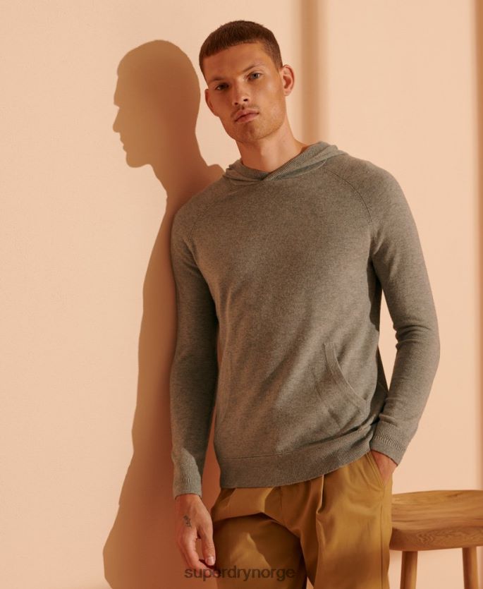 Superdry lysegrå klær 86P46D5354 hettegenser med strikket yak i begrenset opplag menn
