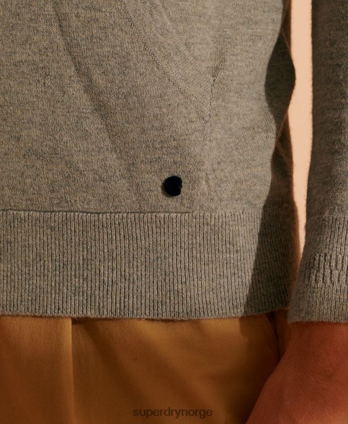 Superdry lysegrå klær 86P46D5354 hettegenser med strikket yak i begrenset opplag menn