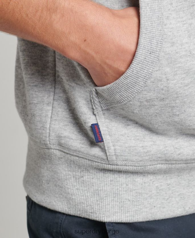 Superdry lysegrå klær 86P46D548 vintage logo baseball hettegenser i økologisk bomull menn