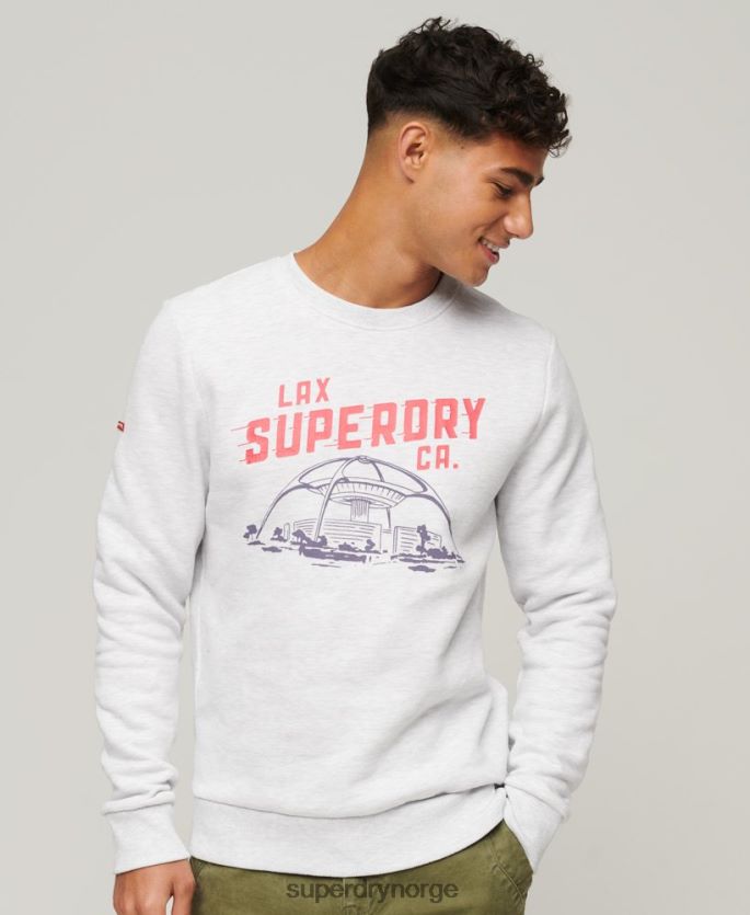 Superdry lysegrå klær 86P46D550 vintage sweatshirt for souvenirer fra byen menn