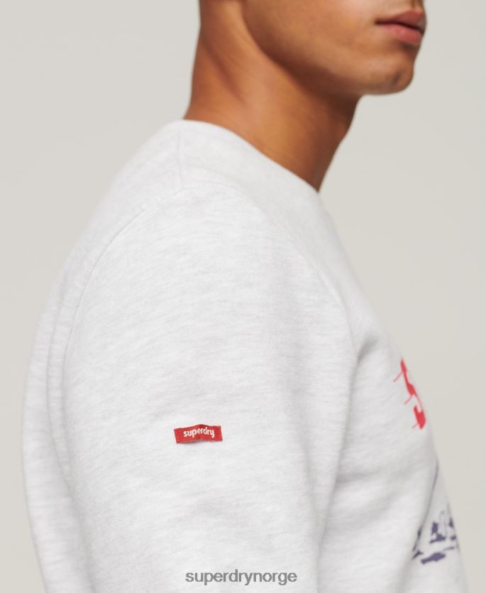 Superdry lysegrå klær 86P46D550 vintage sweatshirt for souvenirer fra byen menn