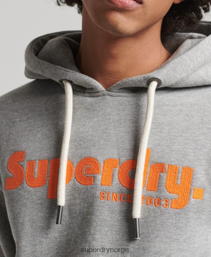 Superdry lysegrå klær 86P46D607 vintage terreng klassisk hettegenser menn