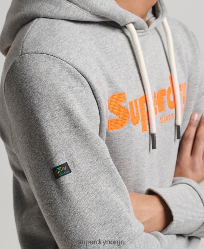 Superdry lysegrå klær 86P46D607 vintage terreng klassisk hettegenser menn