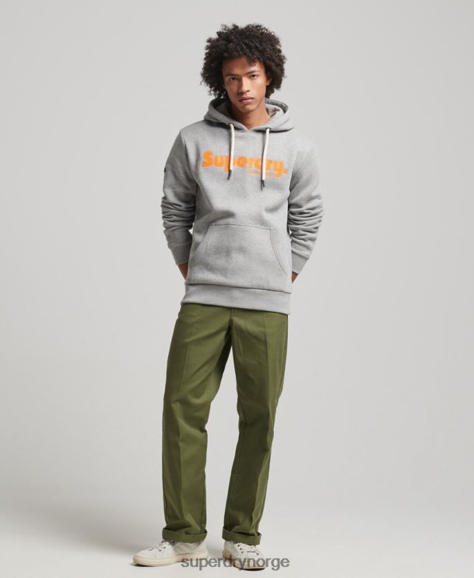 Superdry lysegrå klær 86P46D607 vintage terreng klassisk hettegenser menn