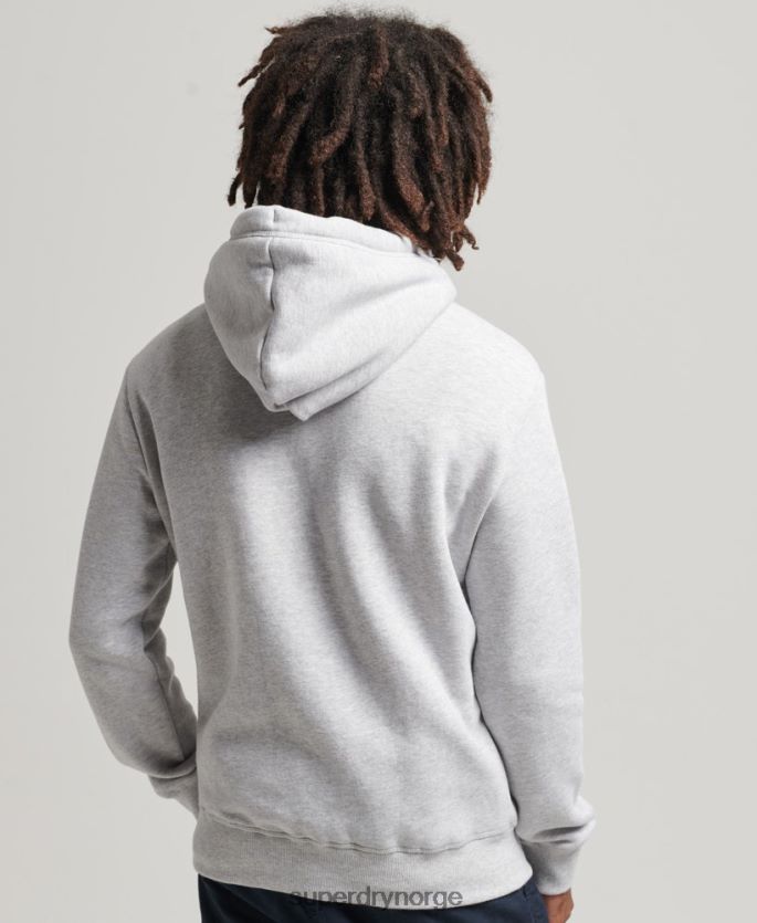 Superdry lysegrå klær 86P46D616 essensiell logo-hettegenser i økologisk bomull menn