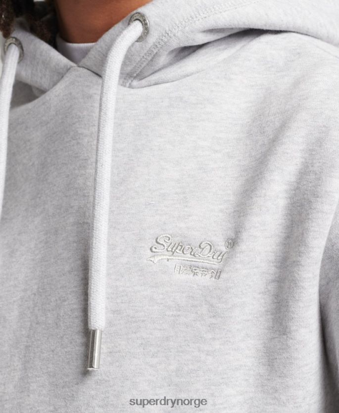 Superdry lysegrå klær 86P46D616 essensiell logo-hettegenser i økologisk bomull menn