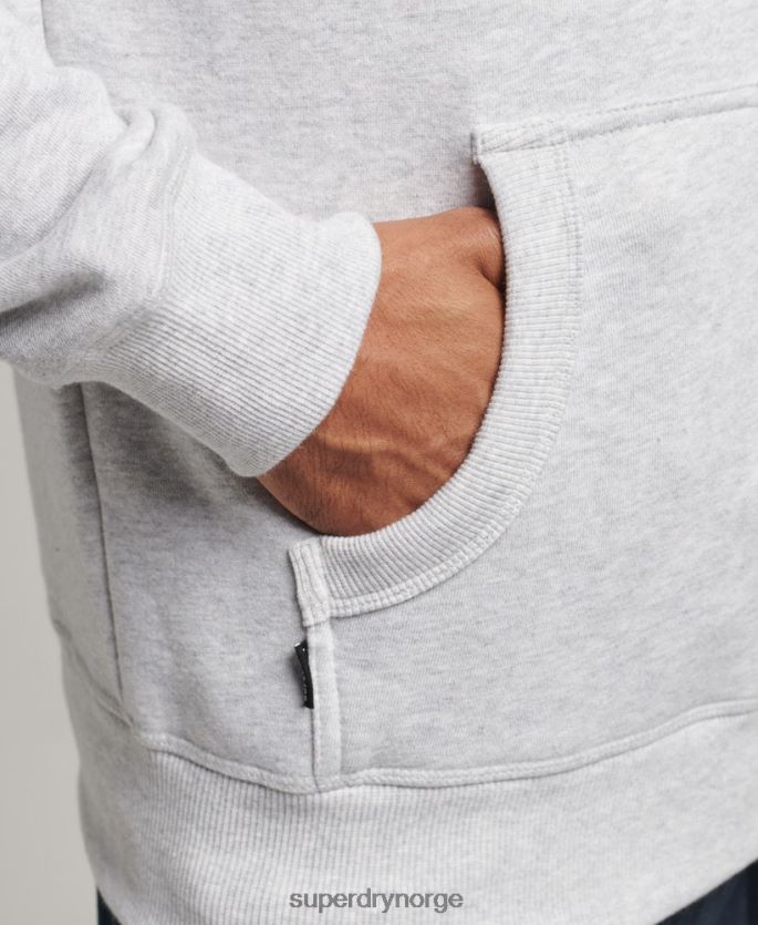 Superdry lysegrå klær 86P46D616 essensiell logo-hettegenser i økologisk bomull menn