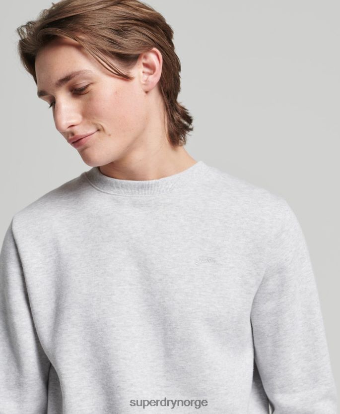 Superdry lysegrå klær 86P46D678 vintage sweatshirt med logobesetning i økologisk bomull menn
