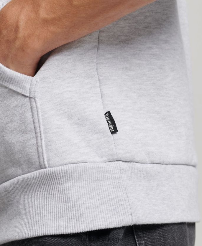 Superdry lysegrå klær 86P46D720 reise klistremerke hettegenser menn