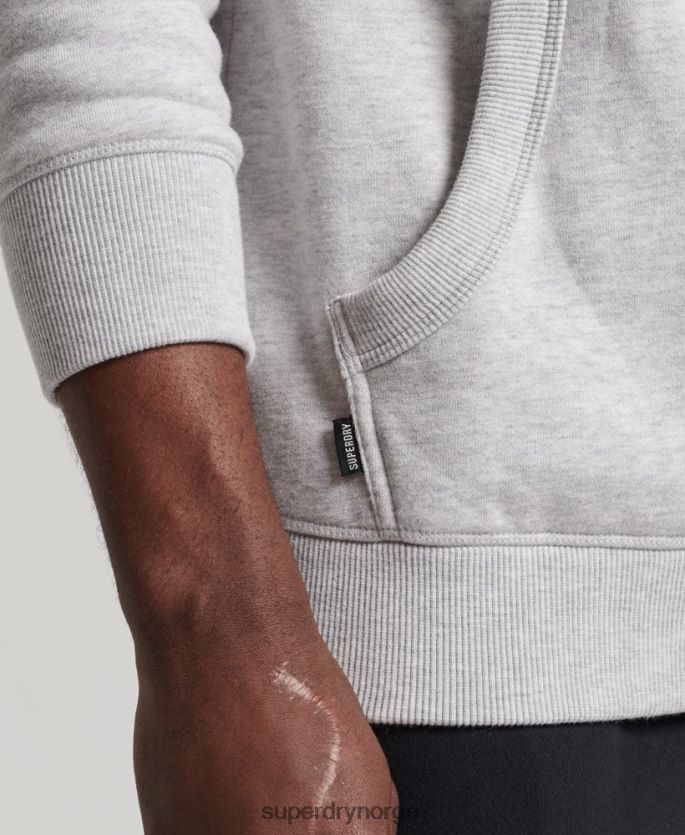 Superdry lysegrå klær 86P46D722 vintage logobrodert hettegenser i økologisk bomull menn