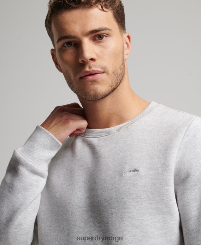 Superdry lysegrå klær 86P46D770 genser med logobesetning i økologisk bomull menn