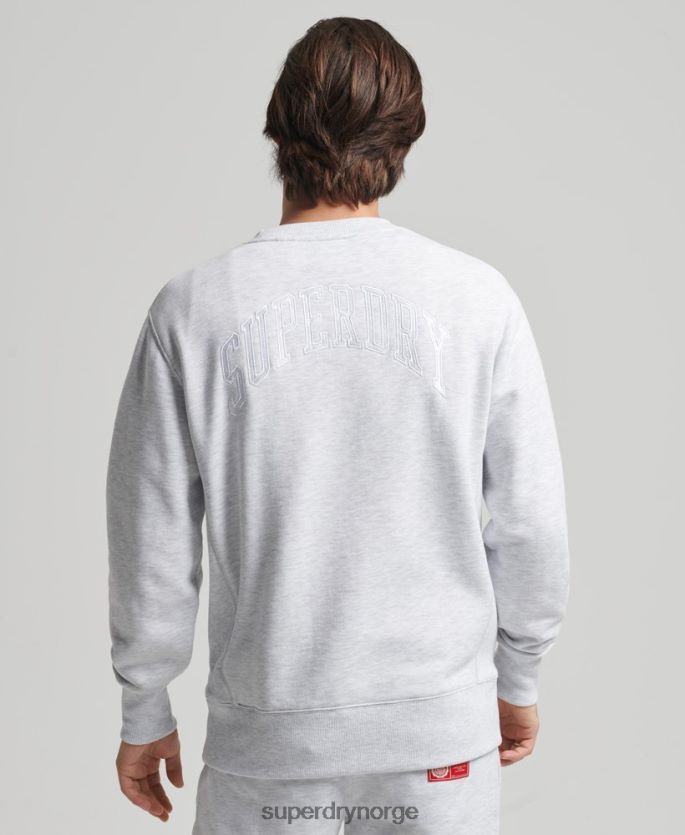 Superdry lysegrå klær 86P46D778 varsity arch crew sweatshirt menn