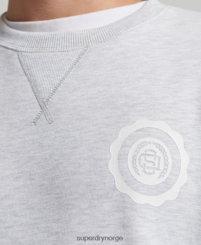 Superdry lysegrå klær 86P46D778 varsity arch crew sweatshirt menn