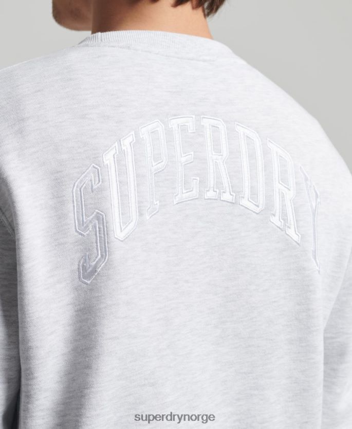 Superdry lysegrå klær 86P46D778 varsity arch crew sweatshirt menn