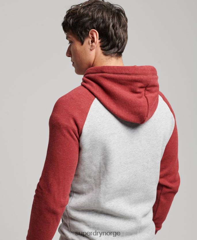 Superdry lysegrå klær 86P46D784 vintage logo baseball hettegenser menn