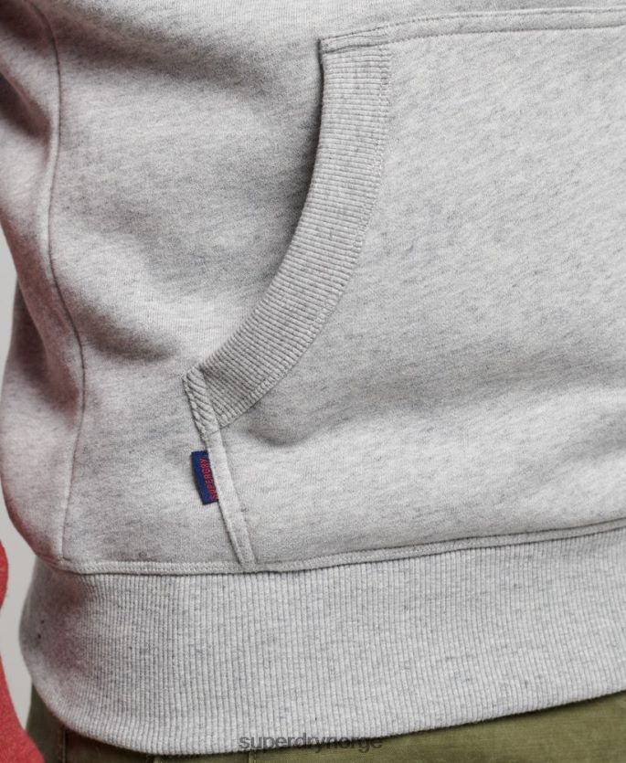 Superdry lysegrå klær 86P46D784 vintage logo baseball hettegenser menn