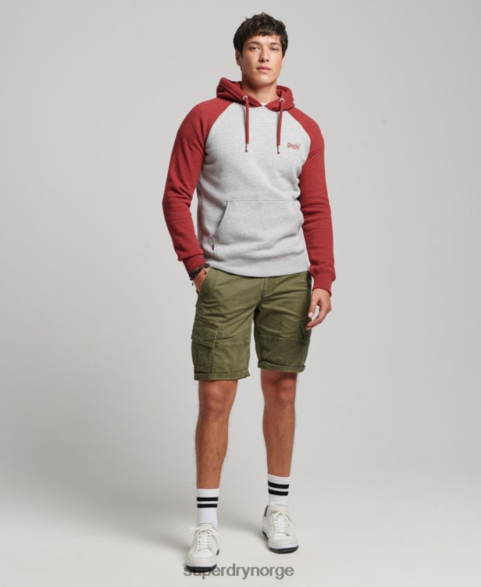 Superdry lysegrå klær 86P46D784 vintage logo baseball hettegenser menn