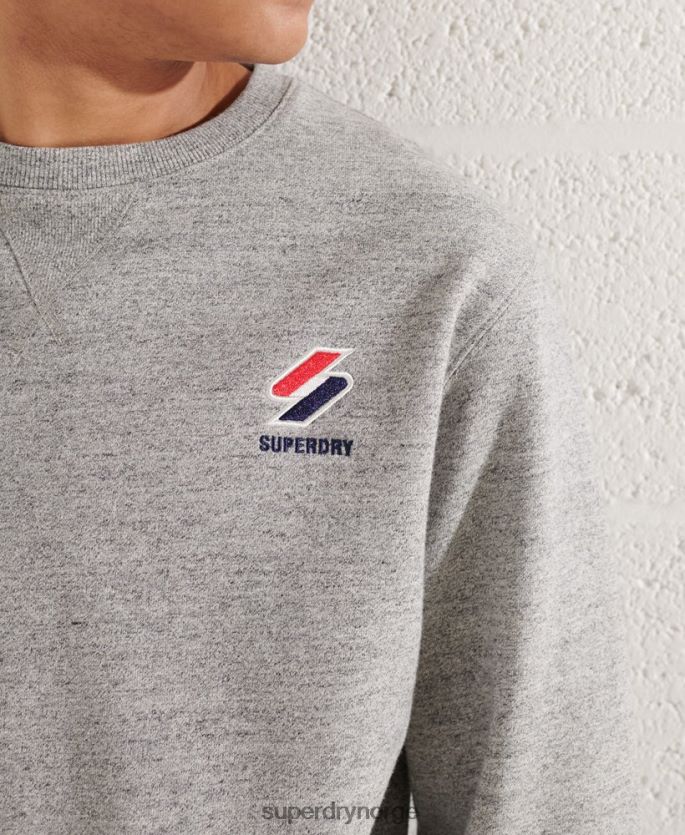 Superdry lysegrå klær 86P46D799 sportstyle essensiell genser med rund hals menn