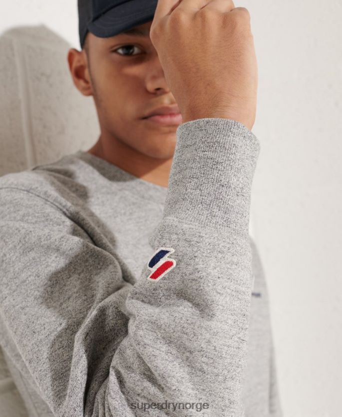 Superdry lysegrå klær 86P46D799 sportstyle essensiell genser med rund hals menn