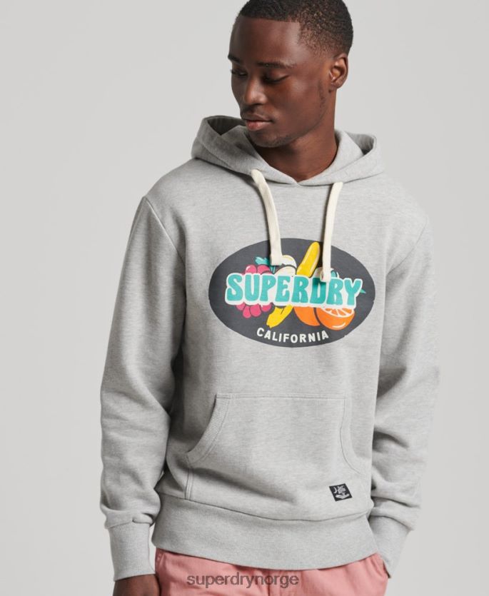 Superdry lysegrå klær 86P46D839 vintage surf ranchero hettegenser menn
