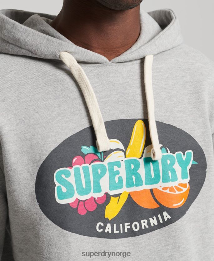 Superdry lysegrå klær 86P46D839 vintage surf ranchero hettegenser menn